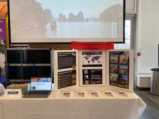 A poster board standing on a table